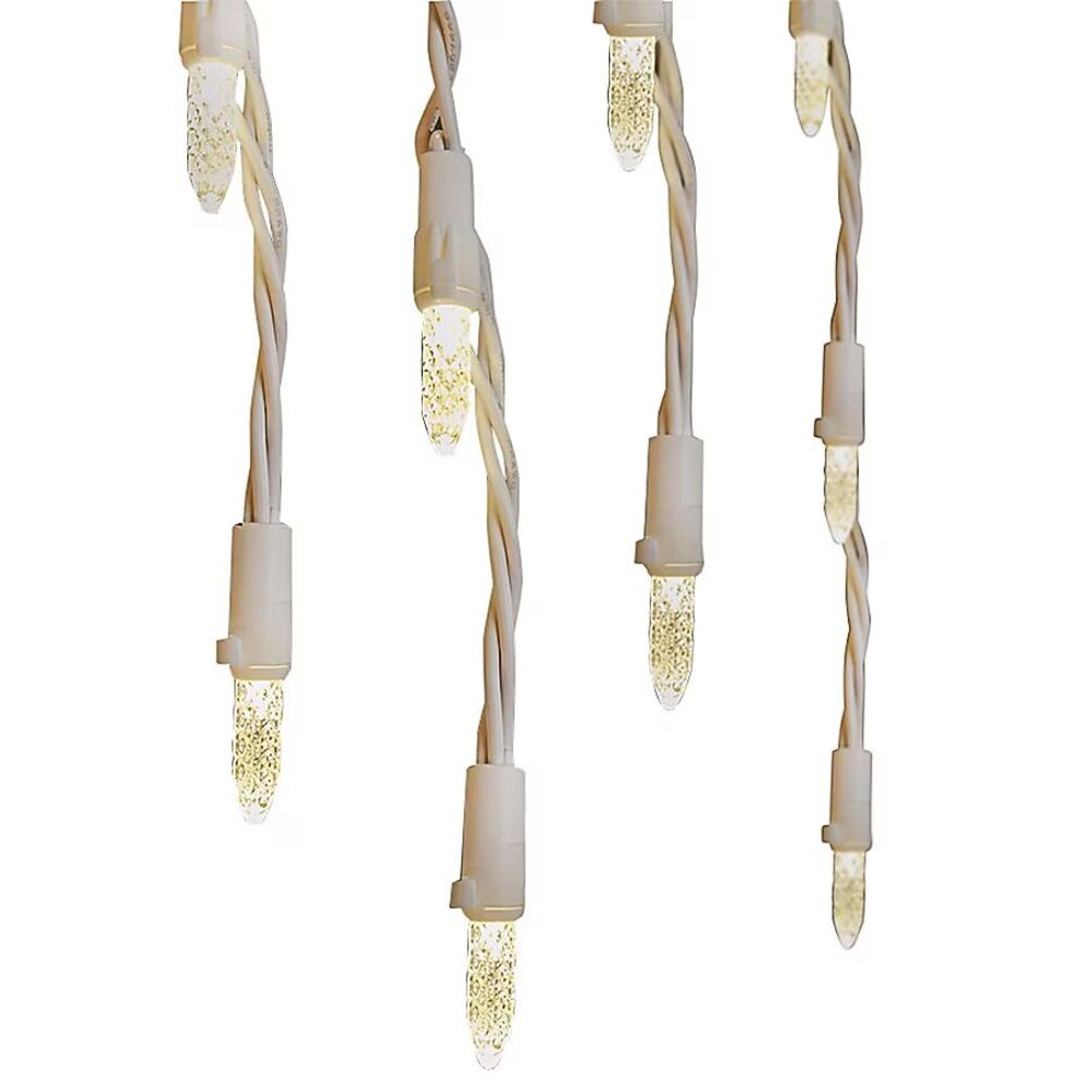 GE Warm White LED Energy Smart 150Ct Christmas Wedding Icicle Lights Faceted New